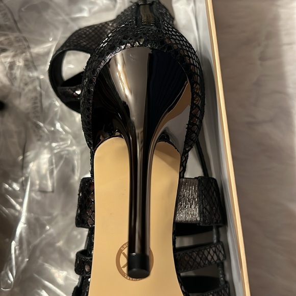 Size 7, SHILOH OPEN TOE MICHAEL KORS METALLIC LEATHER OPEN TOE HEELS.. NEW! - Picture 10 of 12